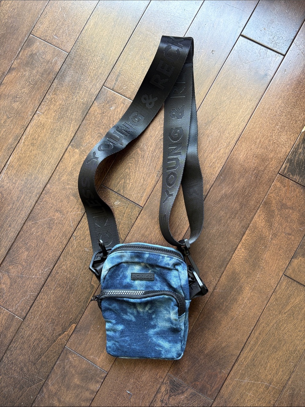 Vintage Young & Reckless Brand Men's Blue Tie-Dye denim Crossbody Bag